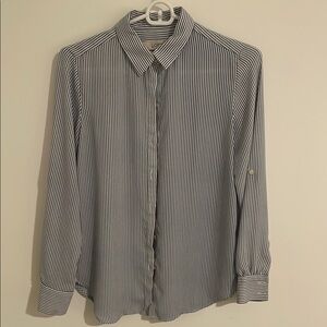 LOFT Black and White Casual Button Down Shirt